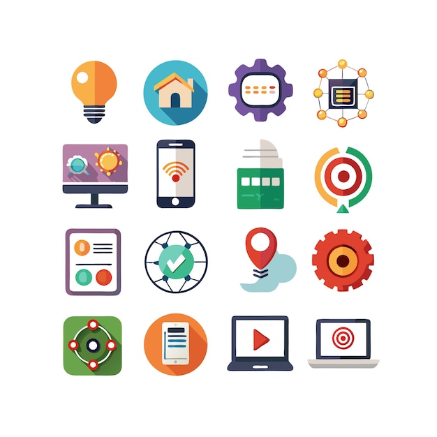 Ilustración vectorial de conjunto de iconos para documentos, sitios web y aplicaciones móviles