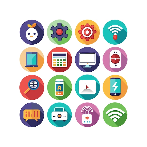 Ilustración vectorial de conjunto de iconos para documentos, sitios web y aplicaciones móviles