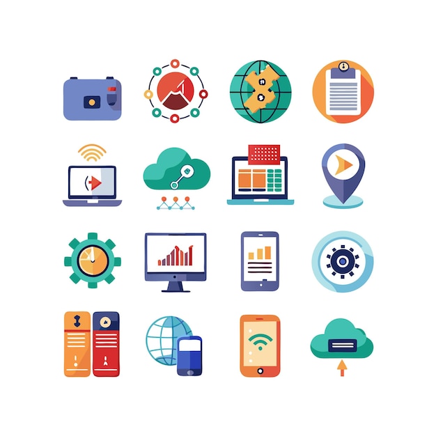 Ilustración vectorial de conjunto de iconos para documentos, sitios web y aplicaciones móviles