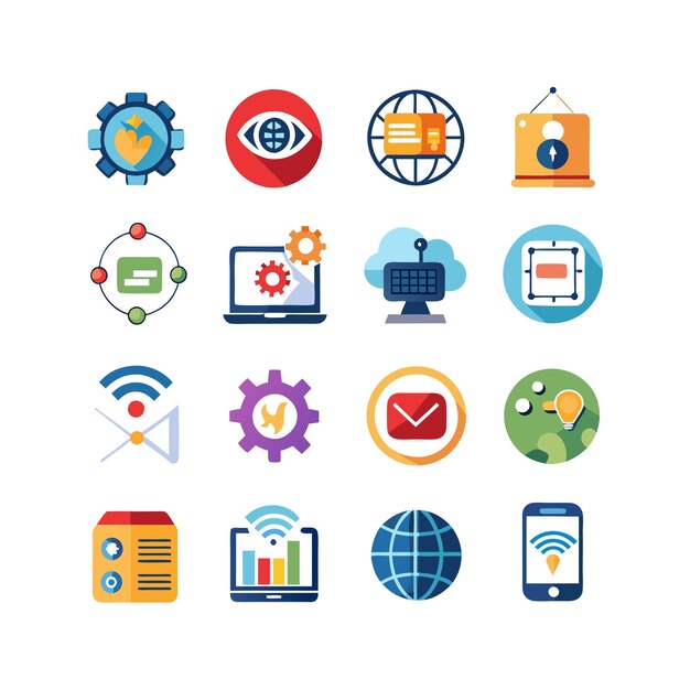 Ilustración vectorial de conjunto de iconos para documentos, sitios web y aplicaciones móviles