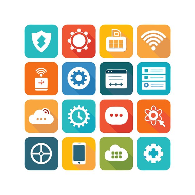 Ilustración vectorial de conjunto de iconos para documentos, sitios web y aplicaciones móviles