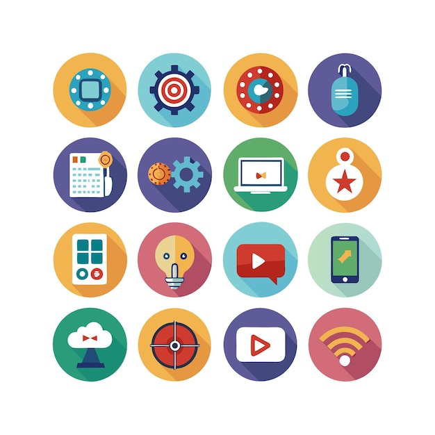 Ilustración vectorial de conjunto de iconos para documentos, sitios web y aplicaciones móviles