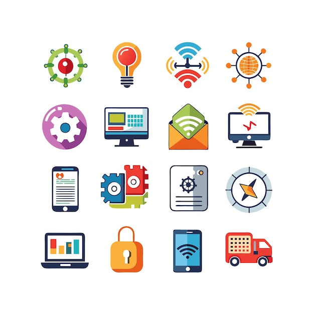 Ilustración vectorial de conjunto de iconos para documentos, sitios web y aplicaciones móviles