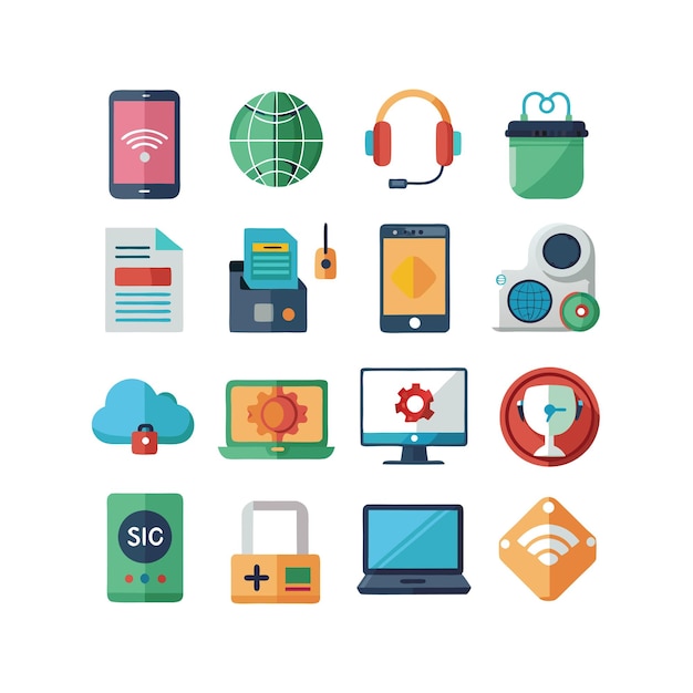 Ilustración vectorial de conjunto de iconos para documentos, sitios web y aplicaciones móviles