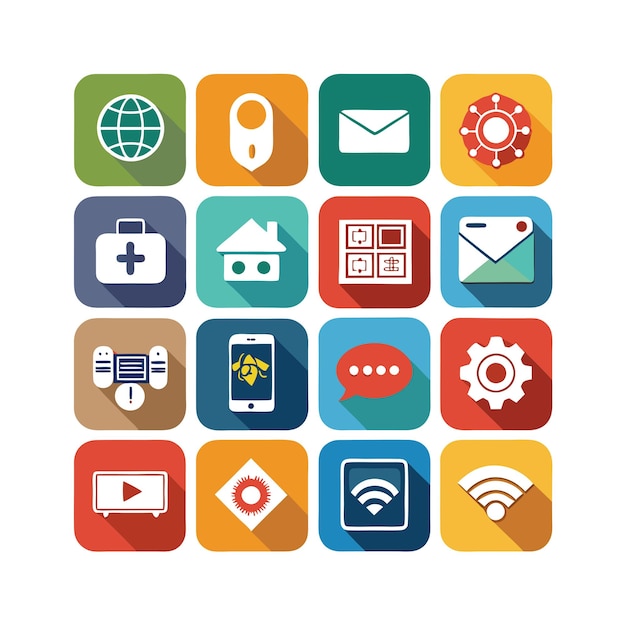 Ilustración vectorial de conjunto de iconos para documentos, sitios web y aplicaciones móviles