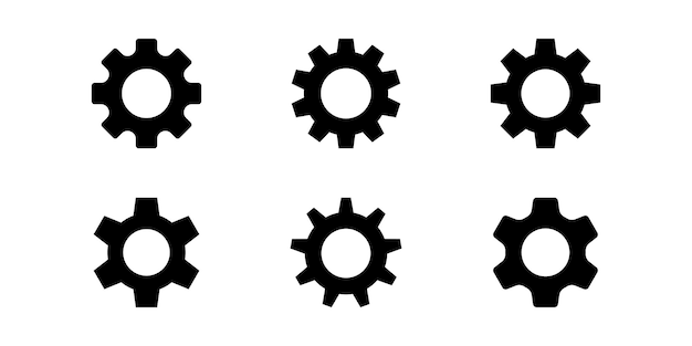 Ilustración vectorial del conjunto de iconos de engranajes de ajuste aislado