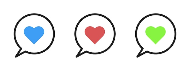 Ilustración vectorial del conjunto de iconos del esbozo del discurso de la burbuja del corazón