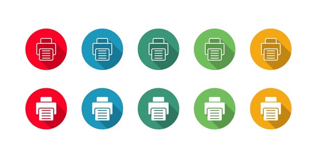Ilustración vectorial del conjunto de iconos de fax con sombra larga