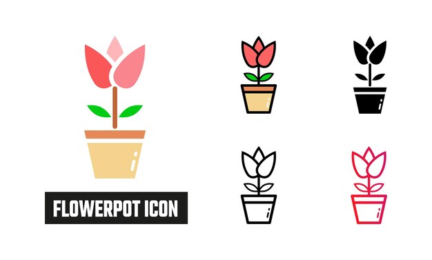Ilustración vectorial del conjunto de iconos de floreros