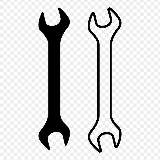 Ilustración vectorial del conjunto de iconos de la herramienta de la llave aislados en un fondo transparente