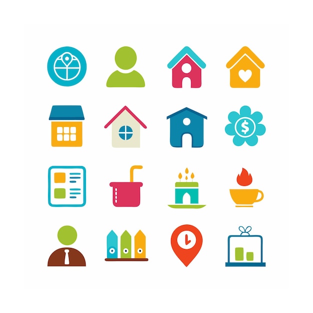 Ilustración vectorial del conjunto de iconos para el hogar y la vida