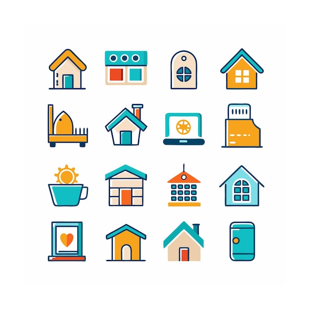 Ilustración vectorial del conjunto de iconos para el hogar y la vida