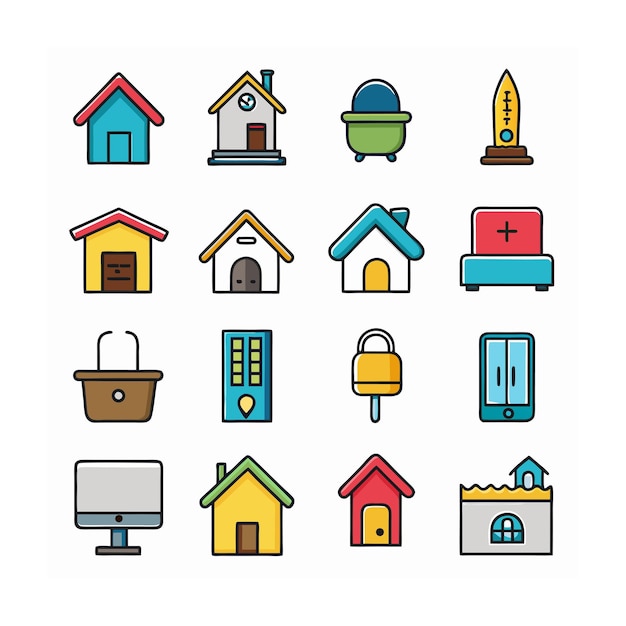 Ilustración vectorial del conjunto de iconos para el hogar y la vida