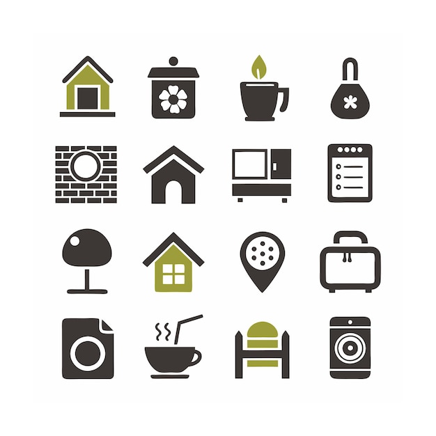 Ilustración vectorial del conjunto de iconos para el hogar y la vida