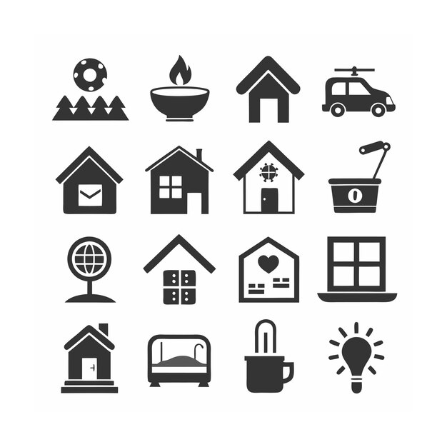 Ilustración vectorial del conjunto de iconos para el hogar y la vida