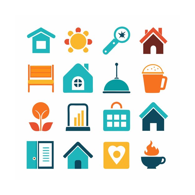 Ilustración vectorial del conjunto de iconos para el hogar y la vida