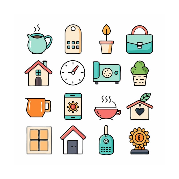 Ilustración vectorial del conjunto de iconos para el hogar y la vida