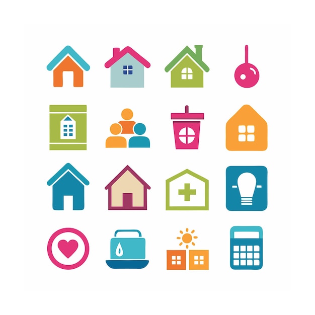 Ilustración vectorial del conjunto de iconos para el hogar y la vida