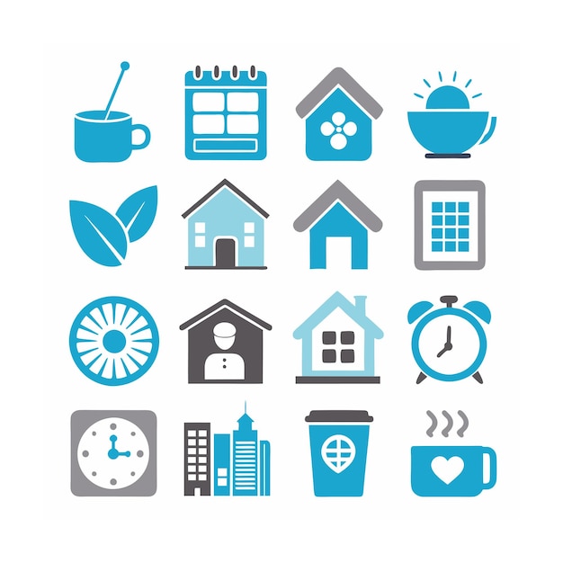 Ilustración vectorial del conjunto de iconos para el hogar y la vida