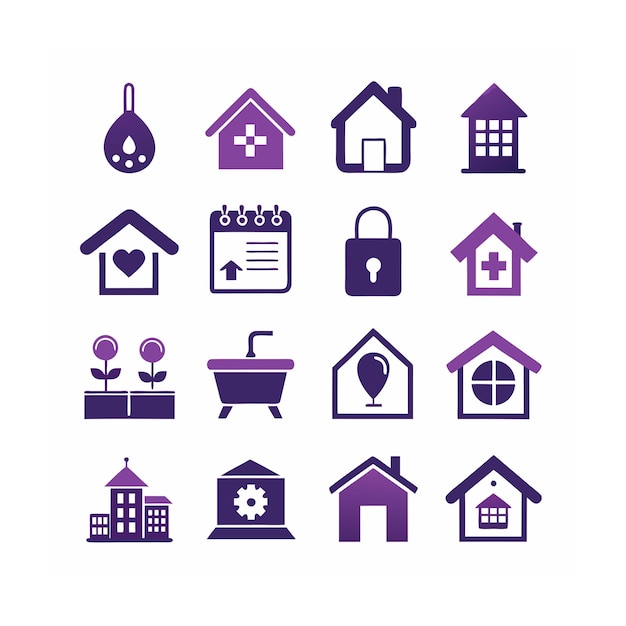 Ilustración vectorial del conjunto de iconos para el hogar y la vida