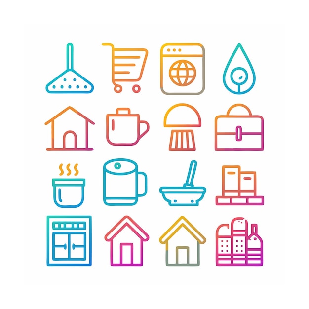 Ilustración vectorial del conjunto de iconos para el hogar y la vida