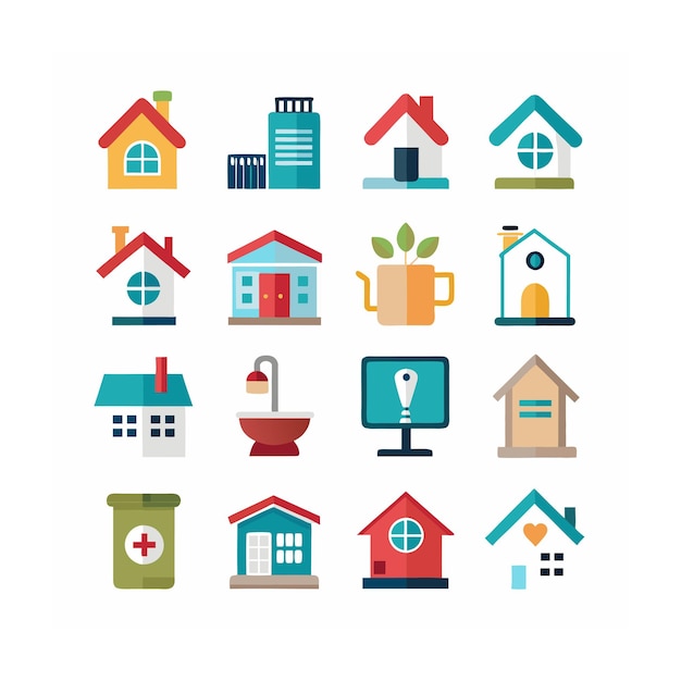 Ilustración vectorial del conjunto de iconos para el hogar y la vida