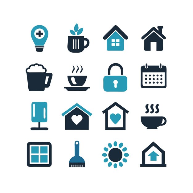 Ilustración vectorial del conjunto de iconos para el hogar y la vida