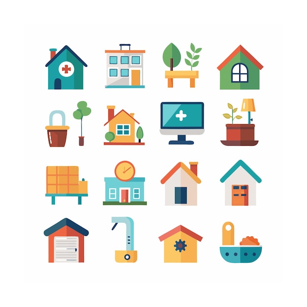 Ilustración vectorial del conjunto de iconos para el hogar y la vida