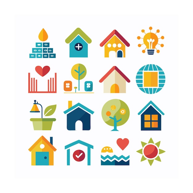 Ilustración vectorial del conjunto de iconos para el hogar y la vida