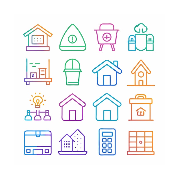 Ilustración vectorial del conjunto de iconos para el hogar y la vida