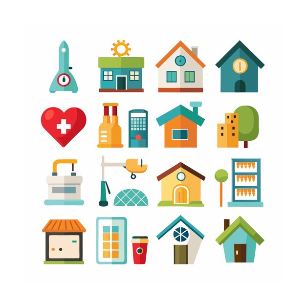 Ilustración vectorial del conjunto de iconos para el hogar y la vida