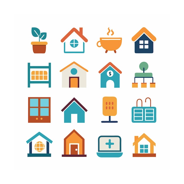 Ilustración vectorial del conjunto de iconos para el hogar y la vida