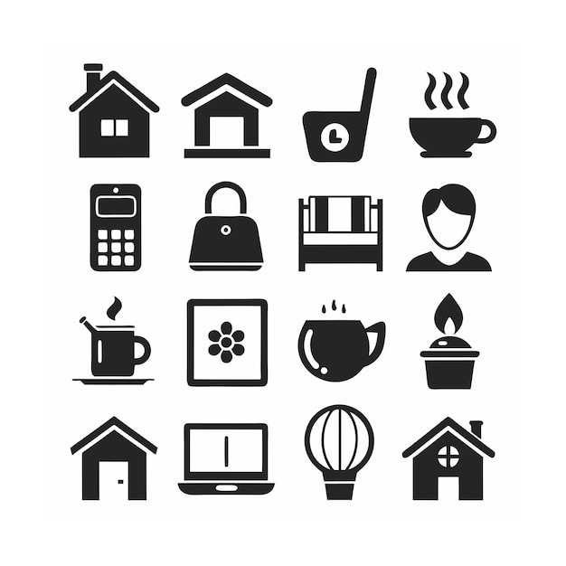 Ilustración vectorial del conjunto de iconos para el hogar y la vida