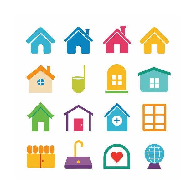 Ilustración vectorial del conjunto de iconos para el hogar y la vida