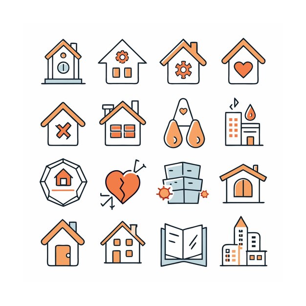Ilustración vectorial del conjunto de iconos para el hogar y la vida