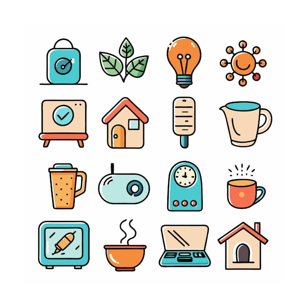 Ilustración vectorial del conjunto de iconos para el hogar y la vida