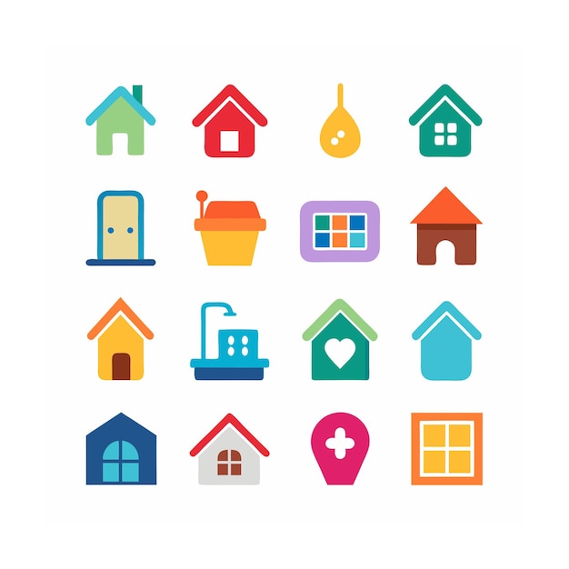 Ilustración vectorial del conjunto de iconos para el hogar y la vida