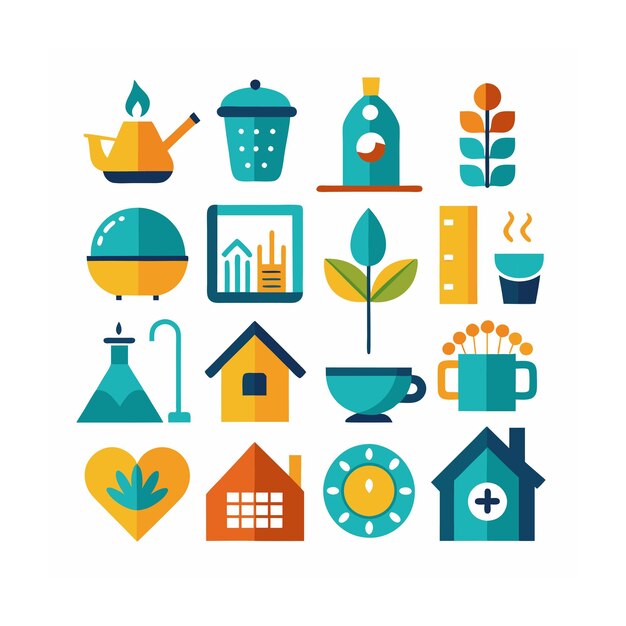 Ilustración vectorial del conjunto de iconos para el hogar y la vida