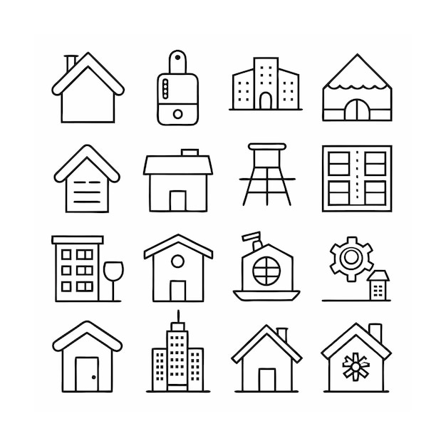 Ilustración vectorial del conjunto de iconos para el hogar y la vida