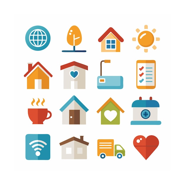 Ilustración vectorial del conjunto de iconos para el hogar y la vida