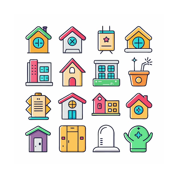 Ilustración vectorial del conjunto de iconos para el hogar y la vida