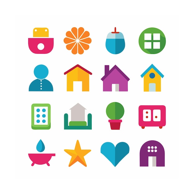 Ilustración vectorial del conjunto de iconos para el hogar y la vida