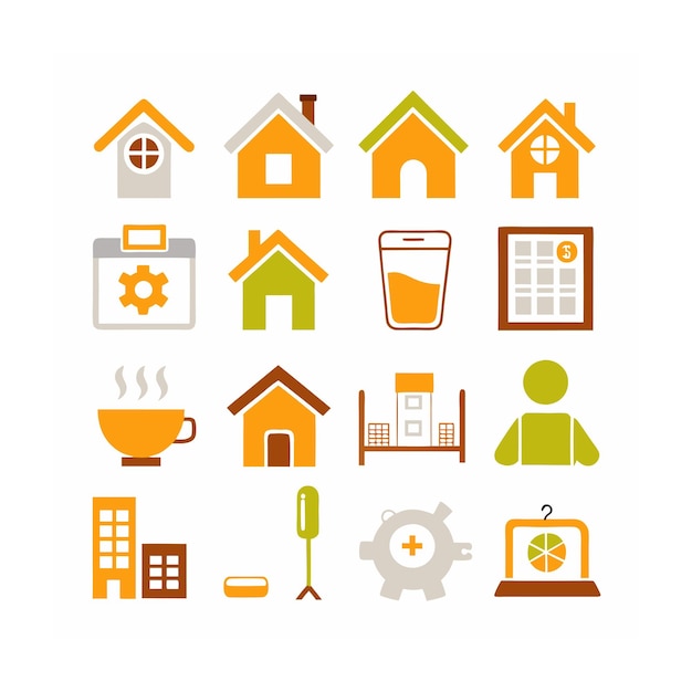 Ilustración vectorial del conjunto de iconos para el hogar y la vida