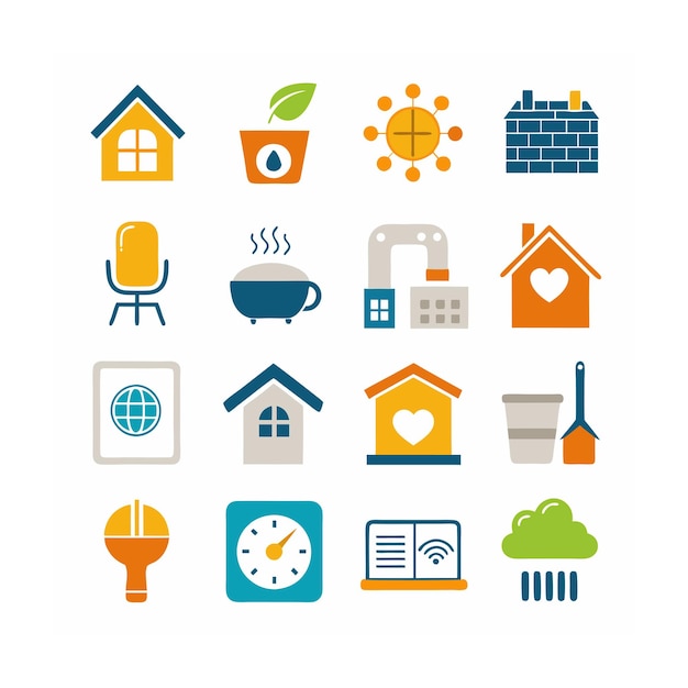 Ilustración vectorial del conjunto de iconos para el hogar y la vida