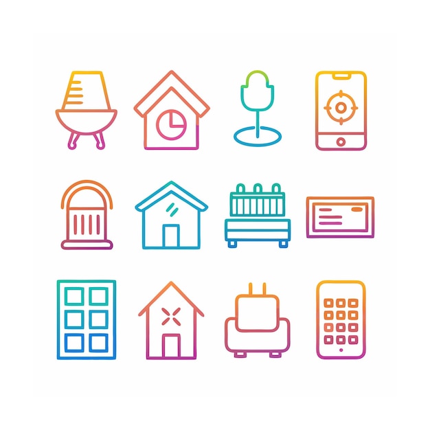 Ilustración vectorial del conjunto de iconos para el hogar y la vida