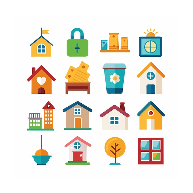 Ilustración vectorial del conjunto de iconos para el hogar y la vida