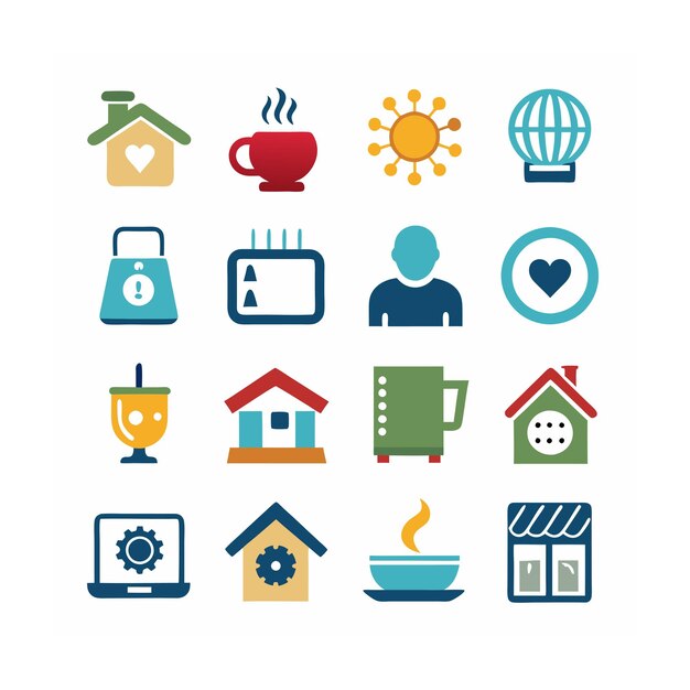 Ilustración vectorial del conjunto de iconos para el hogar y la vida