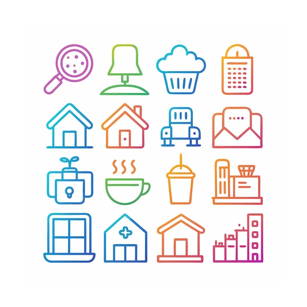 Ilustración vectorial del conjunto de iconos para el hogar y la vida