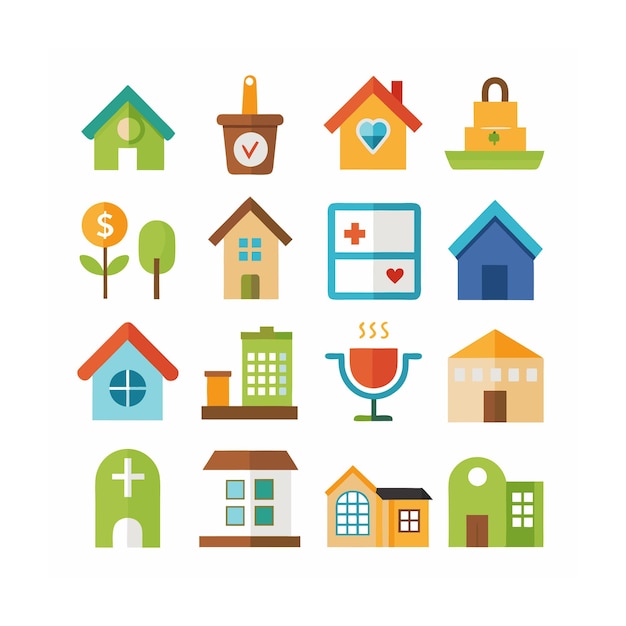 Ilustración vectorial del conjunto de iconos para el hogar y la vida