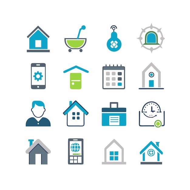 Ilustración vectorial del conjunto de iconos para el hogar y la vida